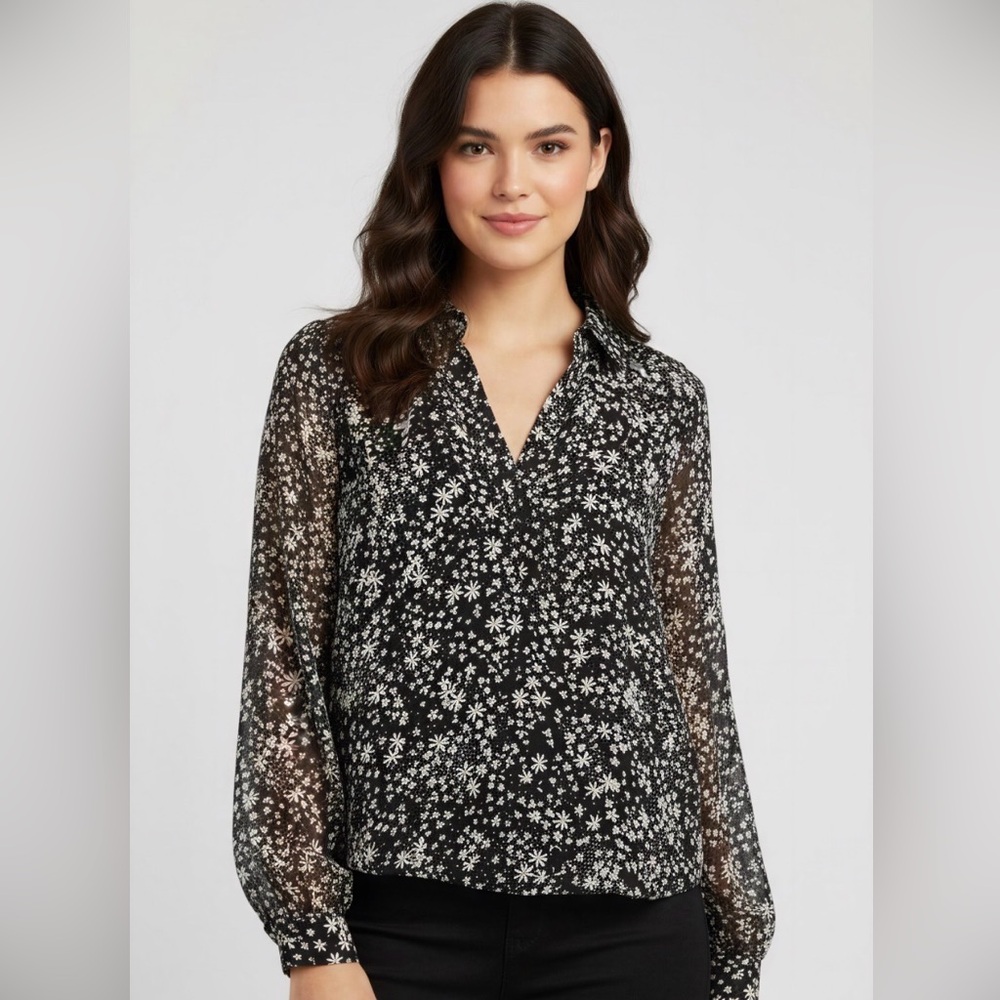 7 for all ManKind blouse White Floral Fabric size small